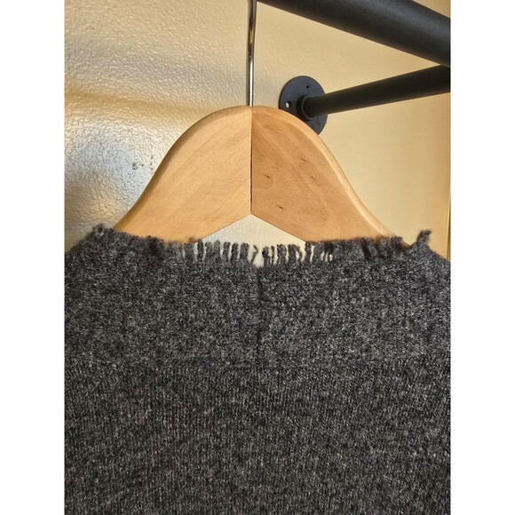 Eileen Fisher gray open front fringed 100% Wool cardigan Women's size extra smal - Picture 4 of 8
